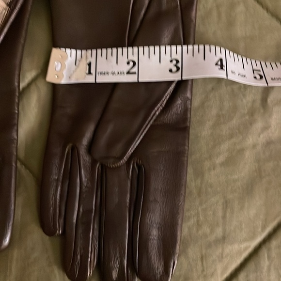 BURBERRY LONDON  Brown Leather Gloves size 7 1/2 - Picture 15 of 16